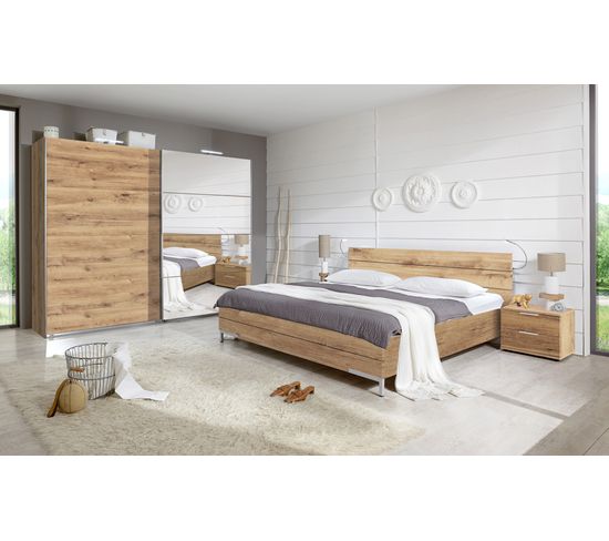 Chambre A Coucher Imitation Chene Poutre Dim 160 X 200 Cm Chambre Adulte Complete But