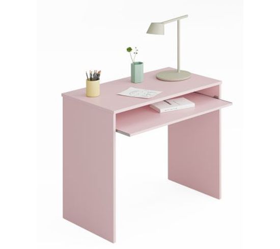 Table Bureau Pour Ordinateur Coloris Rose - Dim : 79 X 90 X 54 Cm