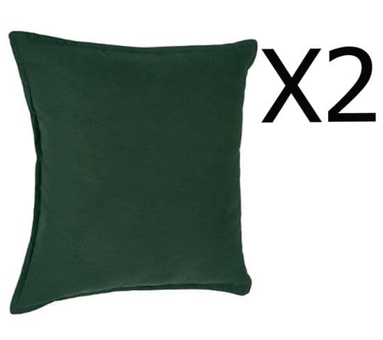 Lot De 2 Coussins En Polyester Coloris Vert - Dim : L. 45 X L. 45 Cm