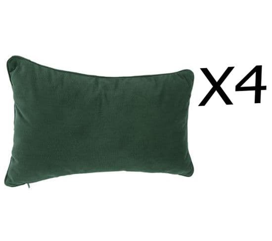 Lot De 4 Coussins Rectangulaires 100% Polyester Coloris Vert - Dim : L.50 X L.30 Cm