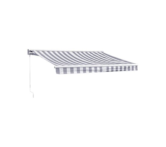 Store Banne Saule 2,95 × 2,5m Avec Semi-coffre - Toile Rayée Blanche/grise