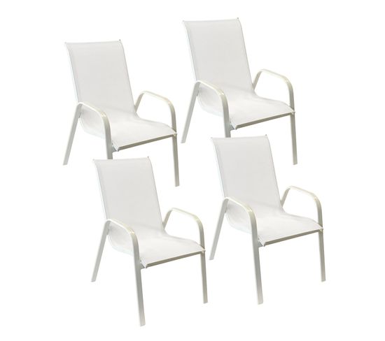 Lot De 4 Chaises Marbella En Textilène Blanc - Aluminium Blanc