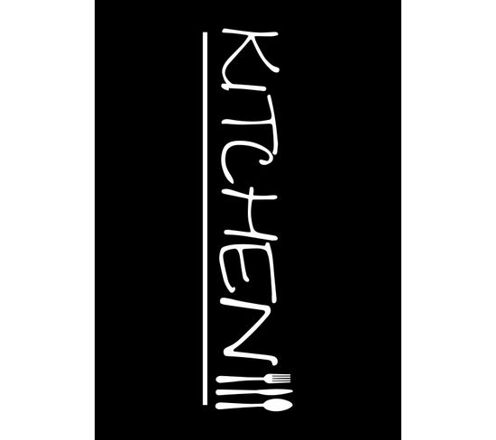 Tapis De Cuisine Rectangulaire Lavable En Machine Kitchen 50x80 Cm - Stampa 8170 - Noir