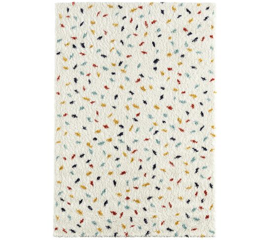 Tapis Enfants Rectangle Shaggy Motifs Confettis - Tipi - 160x230 cm - Multicolore