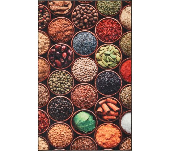 Tapis De Cuisine Rectangulaire Lavable En Machine Epices 50x80 Cm - Stampa 8465 - Multicolore