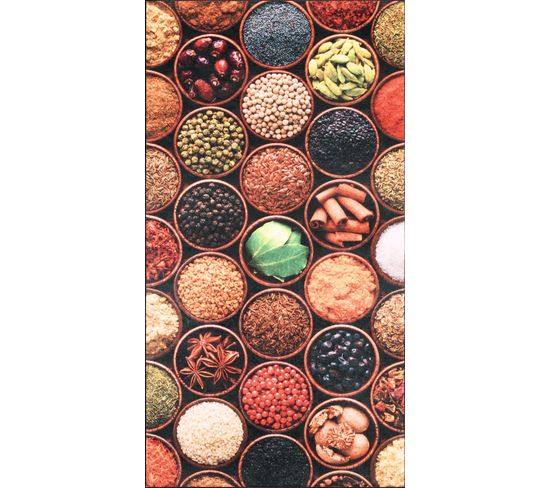 Tapis De Cuisine Rectangulaire Lavable En Machine Epices 80x150 Cm - Stampa 8465 - Multicolore