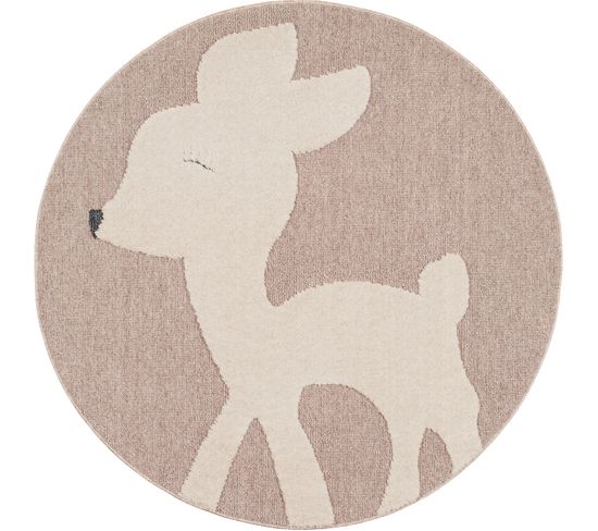 Tapis Rond Enfant Beige Crème Bambi 120x120