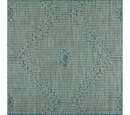 Tapis D'intérieur Et D'extérieur Carré - À Motifs Géométrique - 200x200 cm - Samba - Turquoise