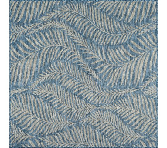 Tapis D'intérieur Et D'extérieur Carré - À Motif Feuille De Palmier - 200x200 cm - Samba - Bleu