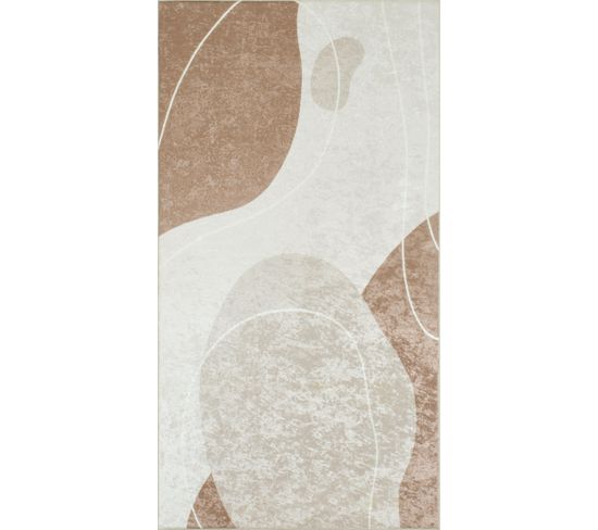 Tapis De Salon Moderne Motif Abstrait - 80x150 Cm - Grege - Beige
