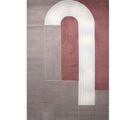 Tapis De Salon Memphis Géométrique Rouge 120x160