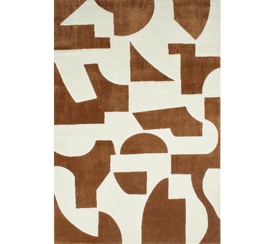 Tapis De Salon Memphis Géométrique Marron 80x150