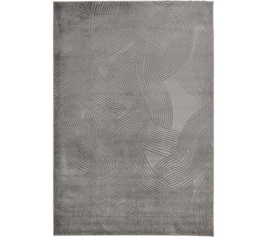 Tapis De Salon Motif Abstrait En Relief Gris Bloom 80x150