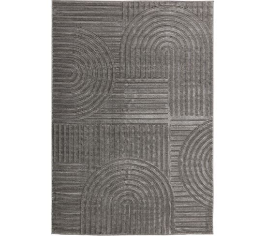 Tapis De Salon Motif Géométrique Gris Bloom 80x150