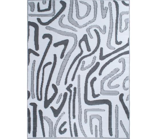 Tapis Abstrait Noir Extérieur Capri 150x220
