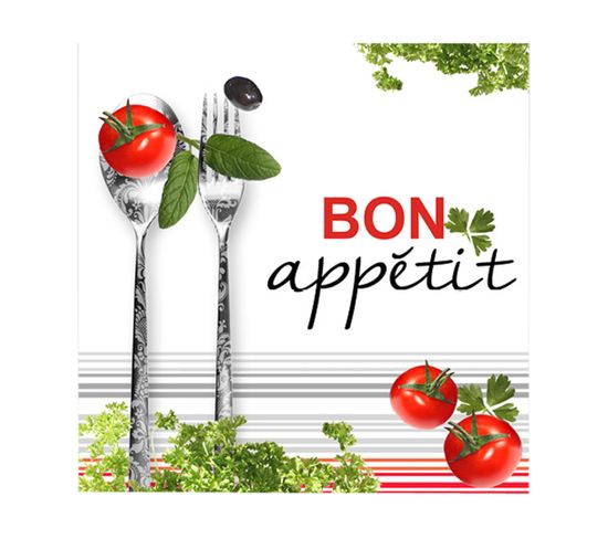 Lot De 20 Serviettes Papier Bon Appetit Tomate