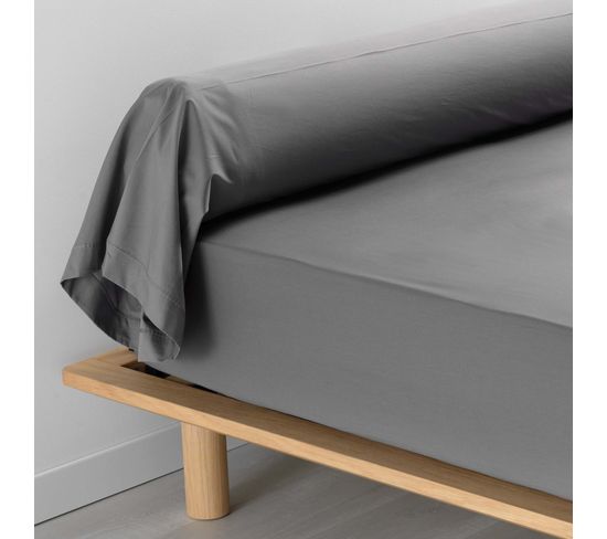 Taie Traversin Coton Percale Anthracite