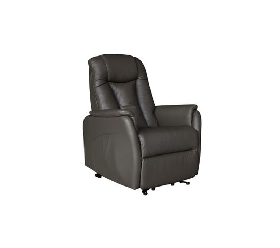 Fauteuil Relax Releveur Cuir Brun Taupe - Jeanine