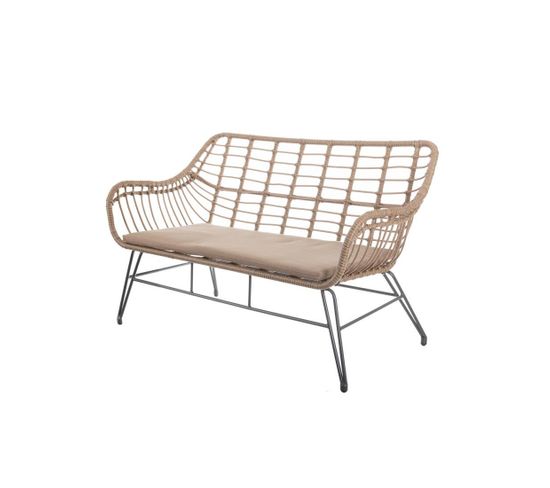 banc d exterieur en rotin acier makian chaise banc tabouret de jardin but