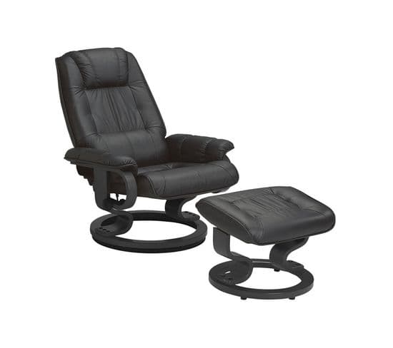 Fauteuil De Relaxation Cuir Noir - Excelly N°1