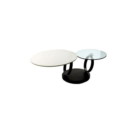 Table Basse Articulée Métal/verre/céramique - Verro