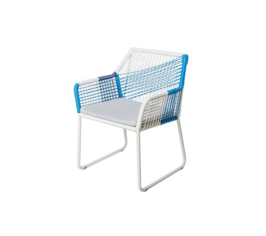 Chaise à Accoudoirs Blanc/bleu - Ternate