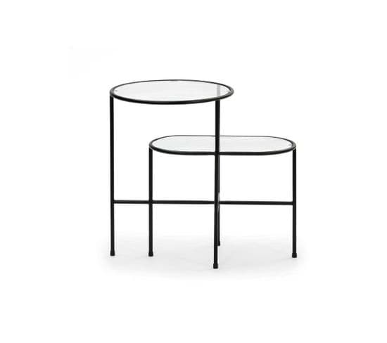 Table D'appoint Ovale Métal Noir/verre - Teulat Nix