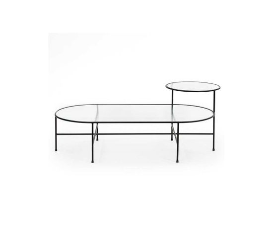 Table Basse Ovale Métal Noir/verre - Teulat Nix