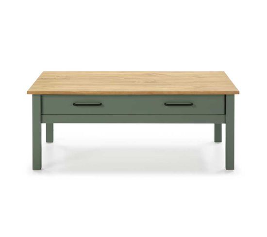 Table Basse Rectangulaire 1 Tiroir Bois/vert - Daranmi