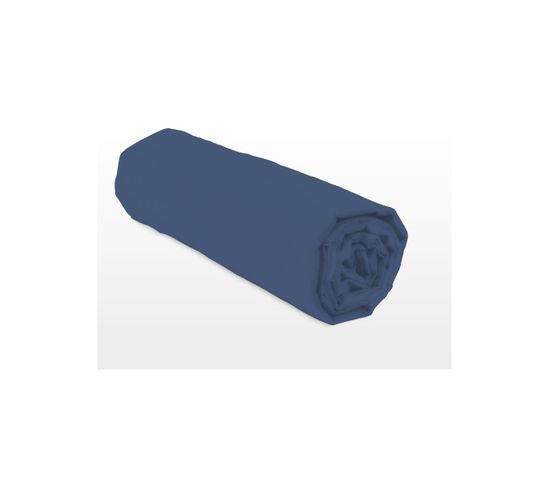 Drap Housse Coloré 100% Coton - Bonnet 25cm - Bleu - 180x200 Cm