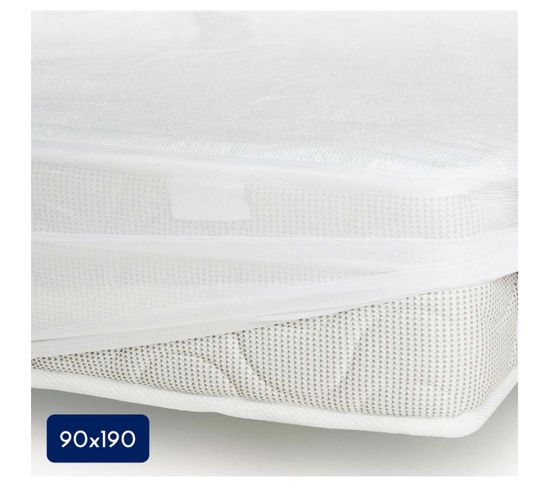 Protège Matelas Coton/polyester Imperméabilisé - Blanc - 90x190 Cm
