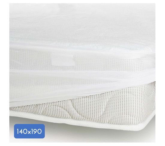 Protège Matelas Coton/polyester Imperméabilisé - Blanc - 140x190 Cm