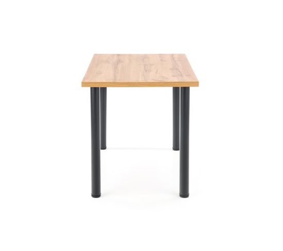 Table 120x60cm Avec Plateau Aspect Chêne Wotan Et Pieds Ronds Noirs En Métal Rigel