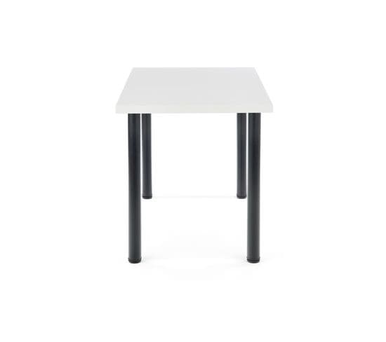 Table 120x60cm Avec Plateau Blanc Et Pieds Ronds Noirs En Métal Rigel