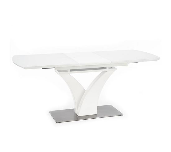 Table Rectangulaire Extensible Blanc Mat Avec Pied Central Design Sparte