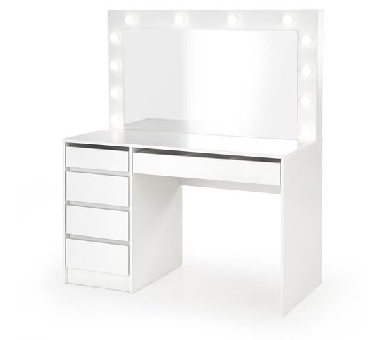 Coiffeuse Design Blanc à LED + Miroir Bromo