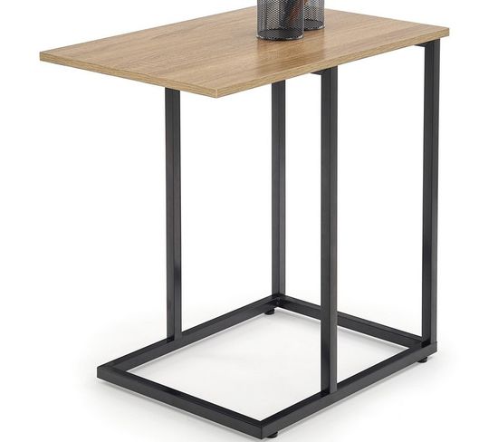 Table D'appoint - Bout De Canapé Style Chêne Et Acier Noir Loggia