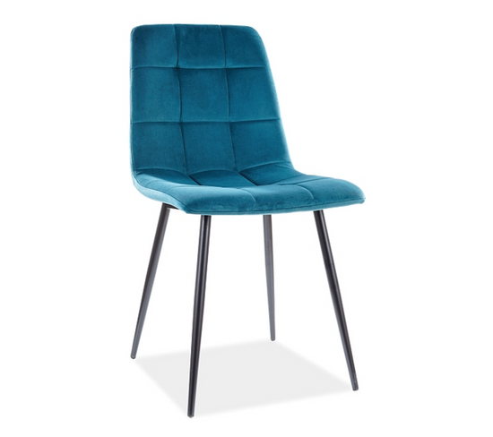 Chaise Design Métal Noir Et Velours Turquoise Frigg