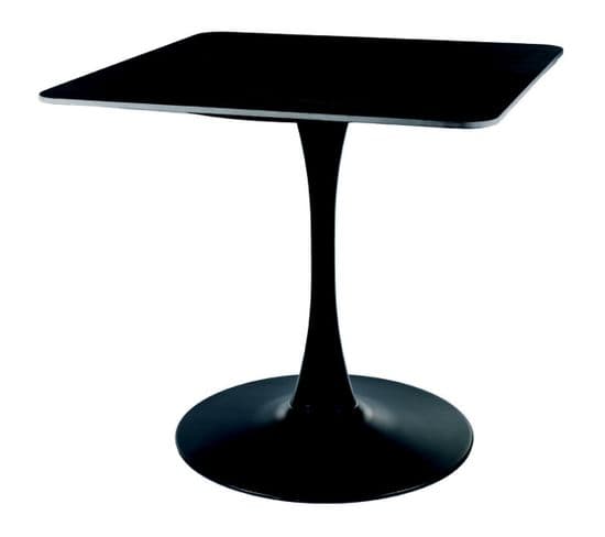 Table à Manger Noire 80cm Avec Plateau Céramique Et Pied En Métal Sasha Ii