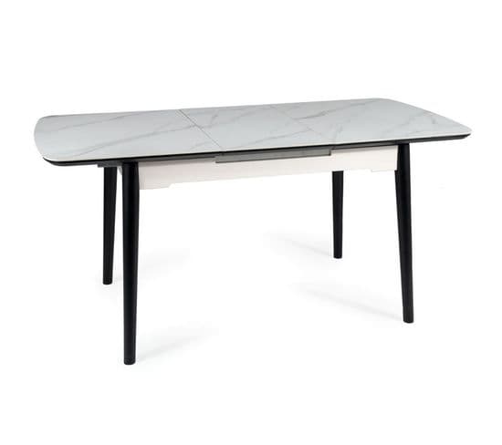 Table Design Extensible 120-160 Cm Aspect Marbre Blanc Stevie