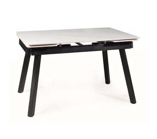 Table Design Extensible Avec Plateau Effet Marbre Et Structure Noire Erick
