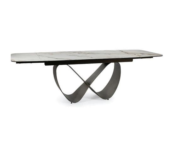 Table Design Rectangulaire Avec Plateau Extensible Aspect Marbre Ambre