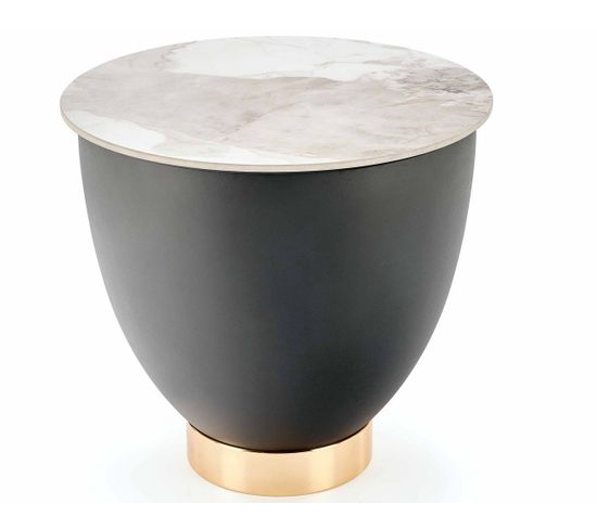 Table Basse Design Avec Plateau Aspect Marbre Blanc 48 Cm Clem