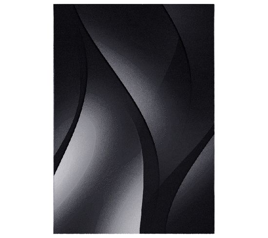 Dia - Tapis À Motifs Graphique - Noir Et Gris 080 X 300 Cm