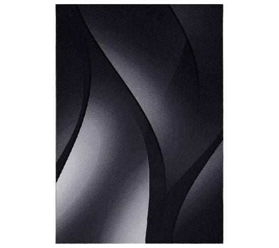 Dia - Tapis à Motifs Graphique - Noir Et Gris 080 X 150 Cm