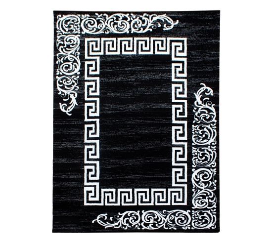 Roi - Tapis à Motifs Baroques - Noir Et Blanc 200 X 290 Cm