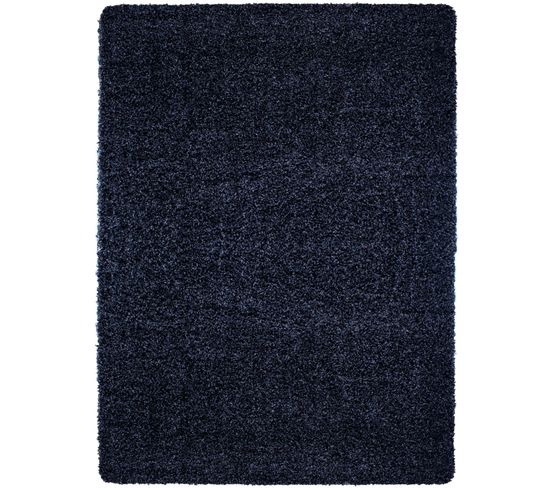 Shaggy - Tapis Uni à Poils Longs - Bleu Foncé 080 X 250 Cm