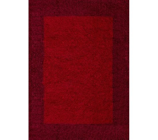 Shaggy - Tapis à Bordures - Rouge 080 X 150 Cm