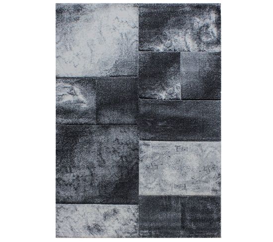 Aquarelle - Tapis Géométrique Effet Vieilli - Gris Et Anthracite 200 X 290 Cm