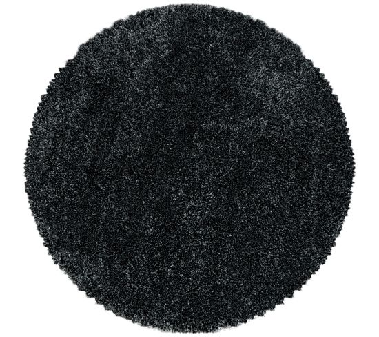 Moelleux - Tapis Cosy Rond À Poils Longs - Anthracite 120 X 120 Cm